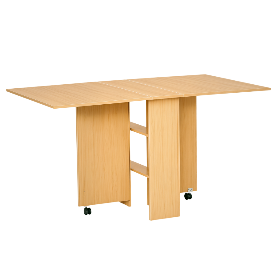 Click to view product details and reviews for Homcom Folding Dining Table Drop Leaf Table For Small Spaces Foldable Rectangular Tabletop With Storage Shelves For Kitchen Dining Room Teak.
