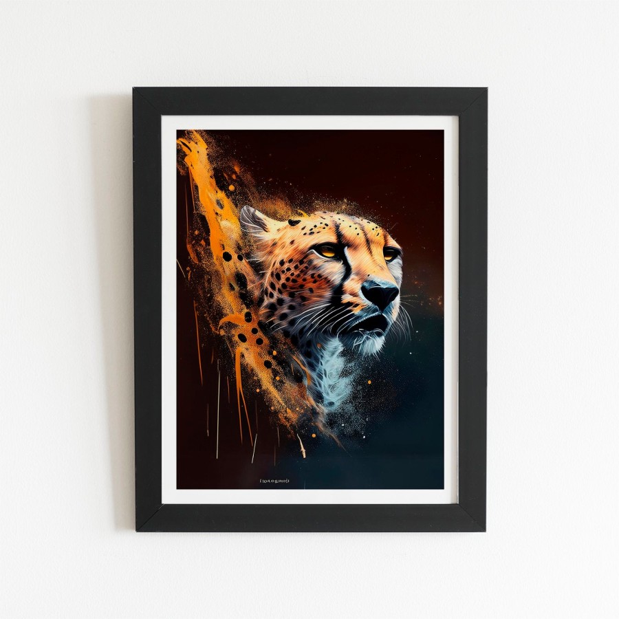 Click to view product details and reviews for Cheetah Face Splashart Dark Background Art Prints 8 X 10 Black Frame.