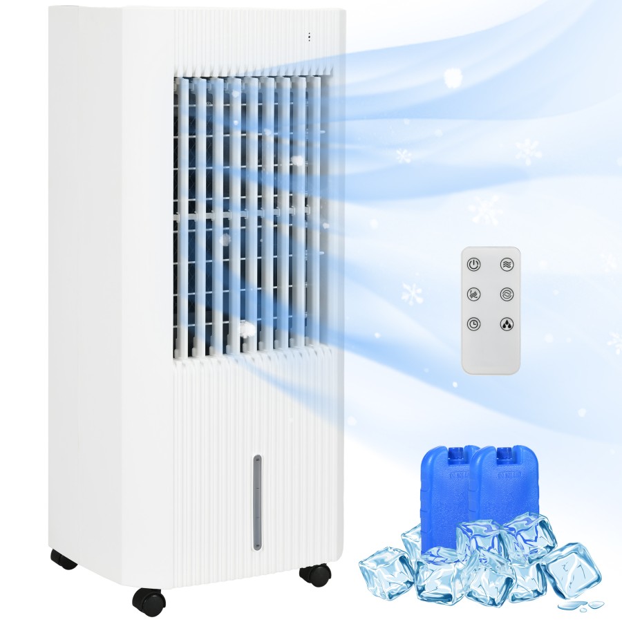 HOMCOM 3-In-1 Air Cooler for Home Office, with Oscillation, Ice Packs, Wheels