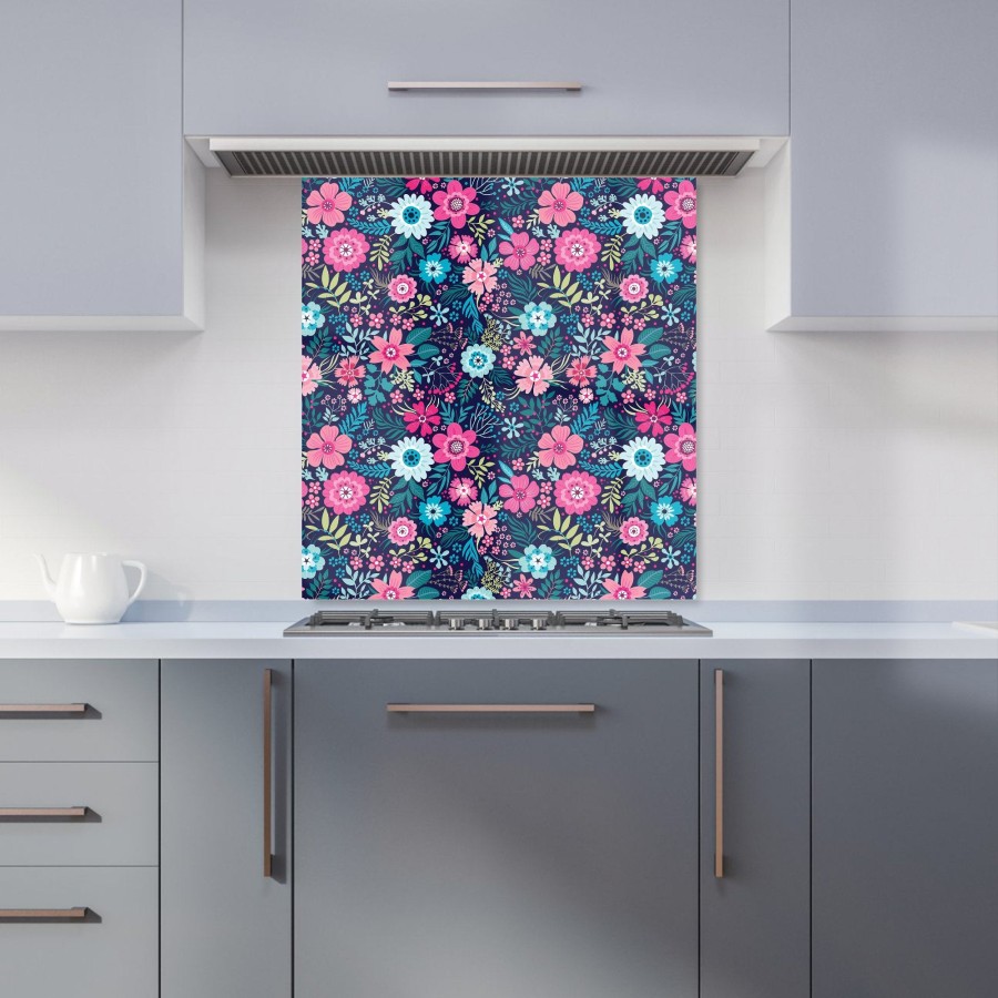 Click to view product details and reviews for Cute Colourful Flower Pattern Kitchen Splashback W700mm X H650mm.