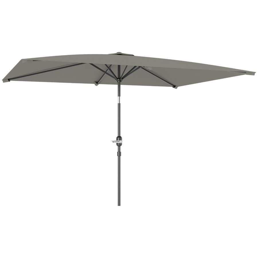 Outsunny 3x2m Garden Parasol Canopy Tilt Crank 6 Ribs Sun Shade Light Grey