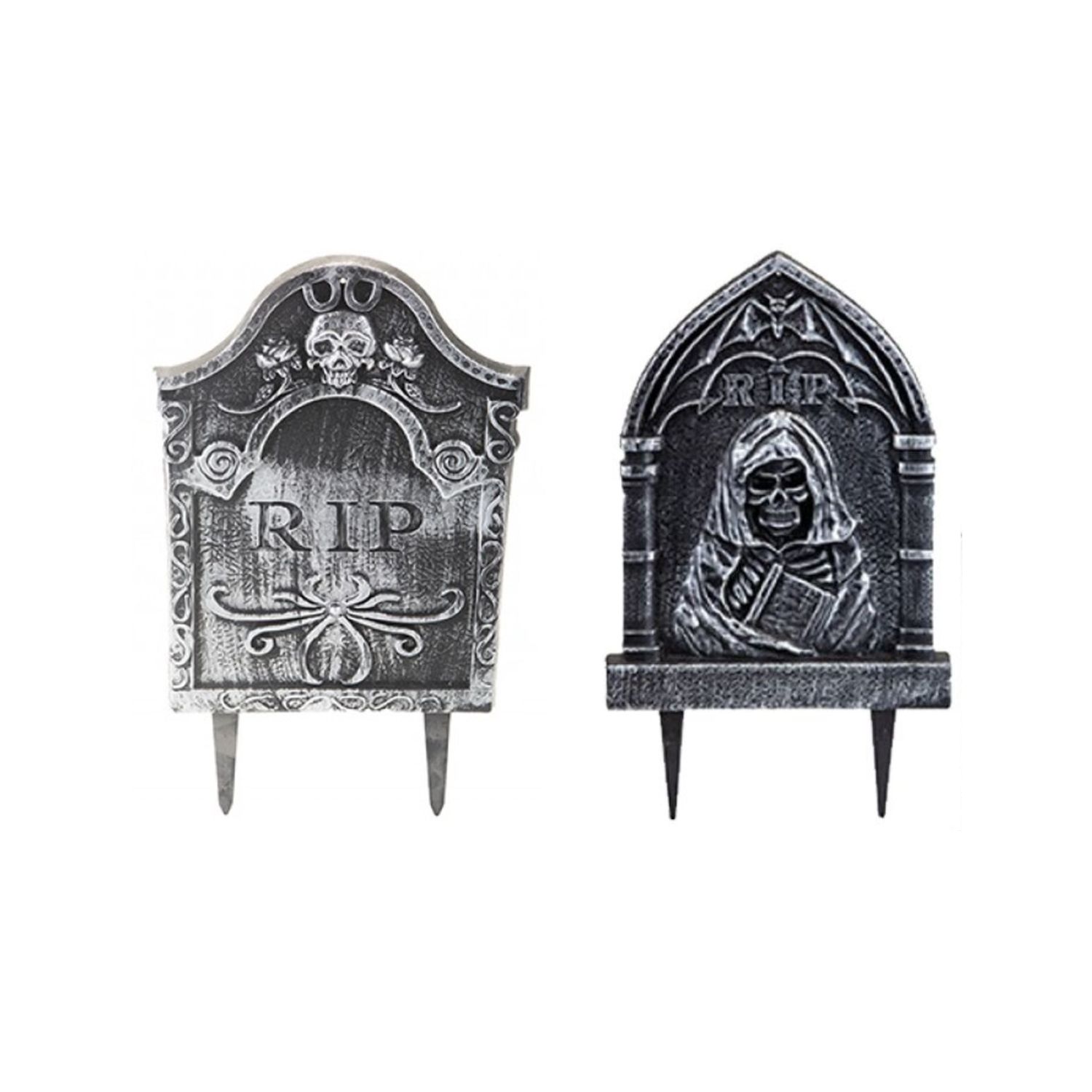 Click to view product details and reviews for Tombstone Sign Prop Grey Plastic Headstone With Rip Text Pack Of 2.