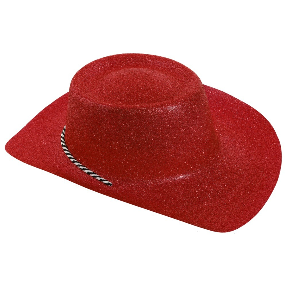 Click to view product details and reviews for Red Glitter Cowboy Hat Single.