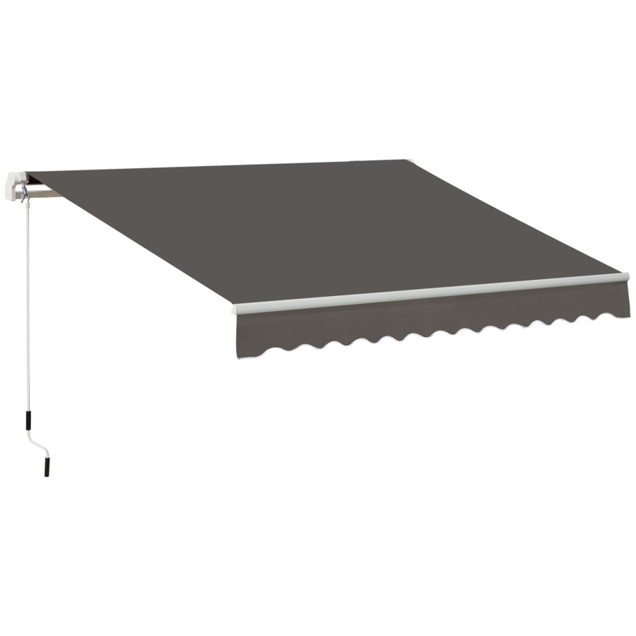 Click to view product details and reviews for Outsunny 3 X 2m Manual Window Awning Canopy Garden Outdoor Shelter Patio Sun Shade Uv Blocker Light Weight Aluminium Frame W Hand Crank Grey.