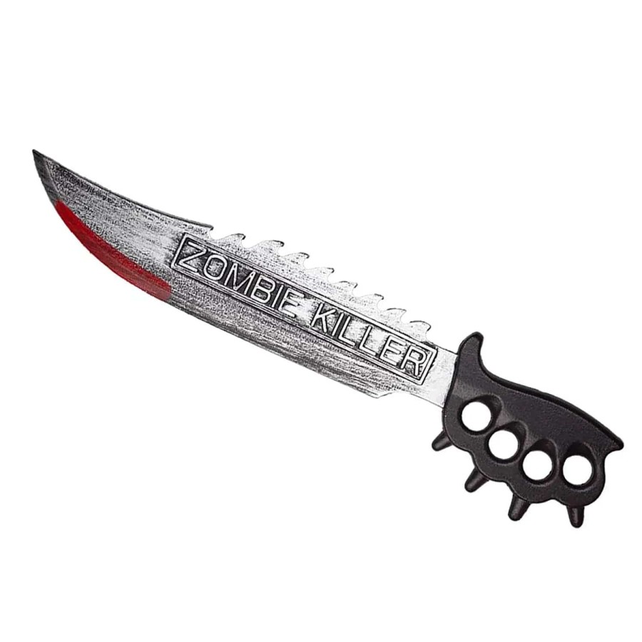 Click to view product details and reviews for Zombie Slayer Fake Knife Plastic Blade Halloween Prop 50cm.