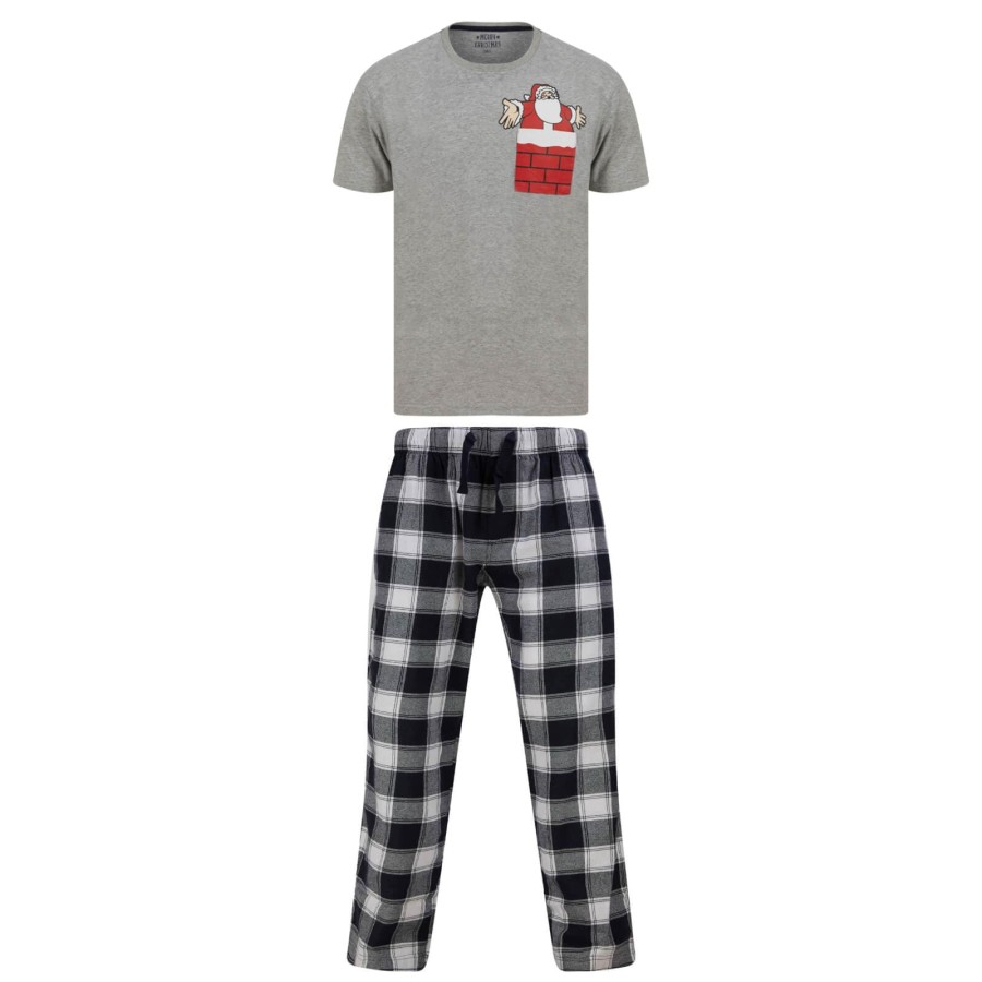 Click to view product details and reviews for Mens Christmas Pyjama Set Santa Chimney Pocket Check Bottoms Grey Navy Xxl.