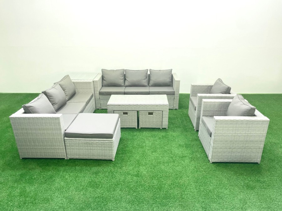 Click to view product details and reviews for Fimous Outdoor Garden Furniture Rattan Sofa Set With 2 Armchairs Oblong Coffee Table 3 Footstools Side Table Light Grey Mixed. Click to view product details and reviews for Fimous Outdoor Garden Furniture Rattan Sofa Set With 2 Armchairs Oblong Coffee Table 3 Footstools Side Table Light Grey Mixed.