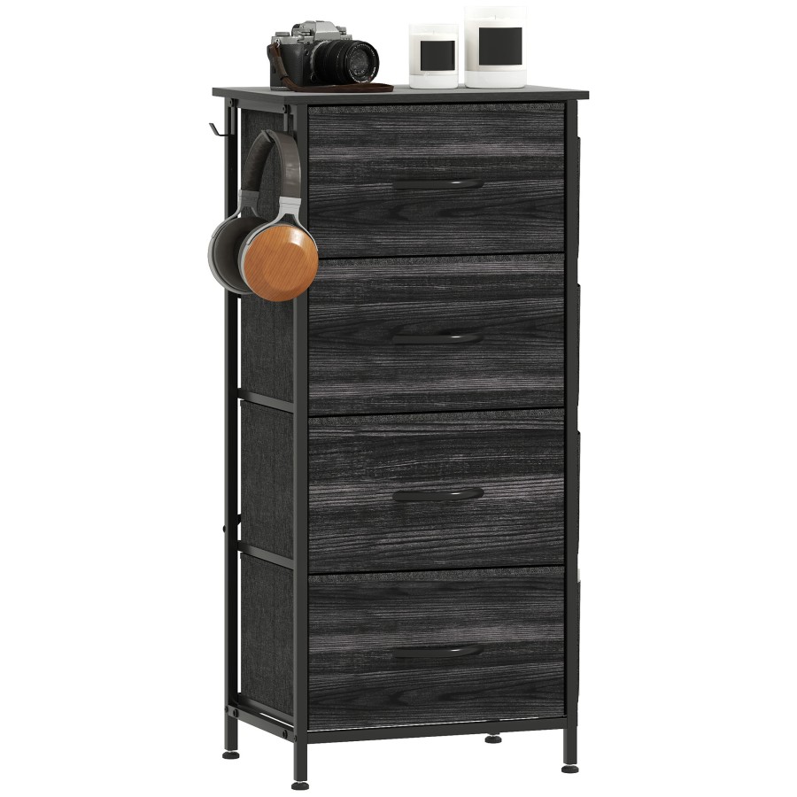 Click to view product details and reviews for Homcom Chest Of Drawers Dresser For Bedroom With 4 Fabric Drawers Tall Storage Unit With 4 Pockets 2 Hooks And Steel Frame For Living Room Hallway.