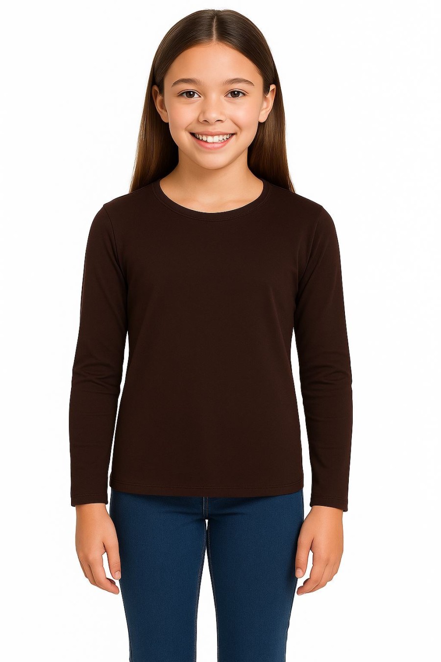 Click to view product details and reviews for A2z 4 Kids Girls Plain Long Sleeve T Shirt Soft Feel Pe School Activewear Shirts 13 Years Brown.
