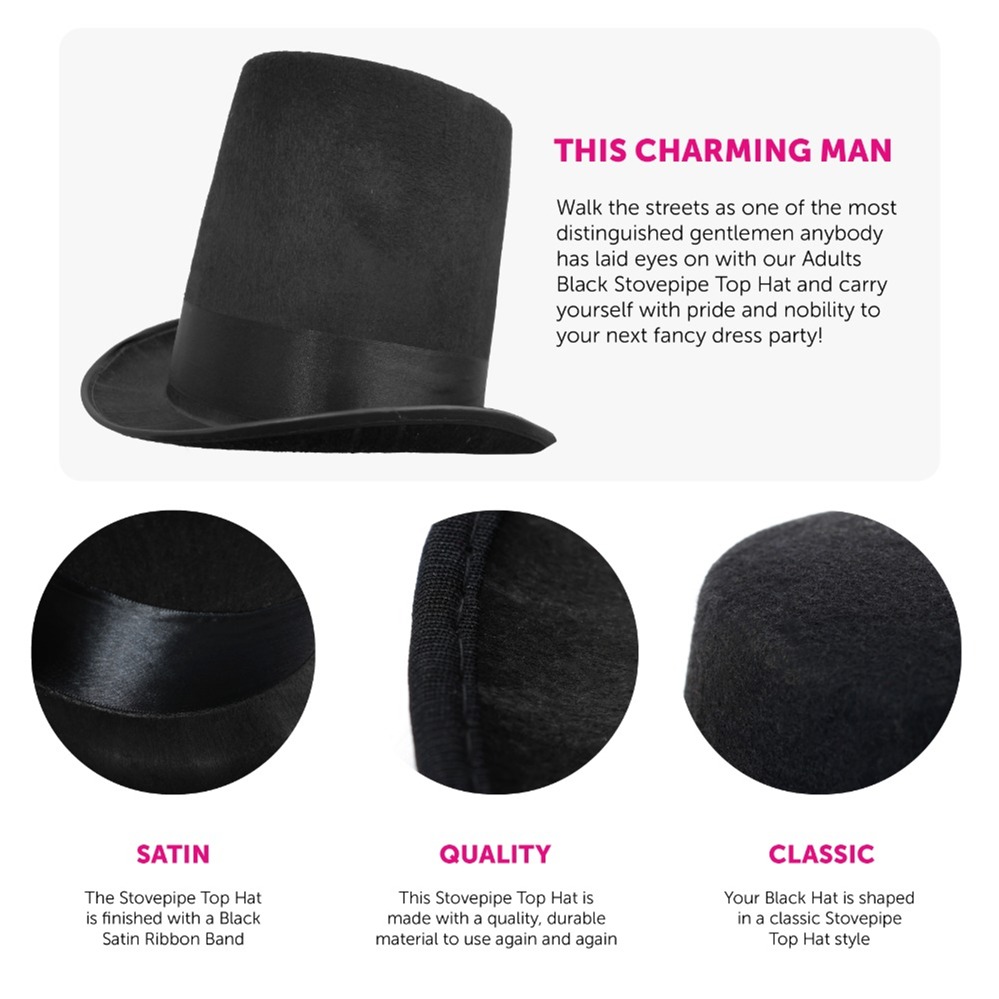 Adults 60cm Black Top Hat