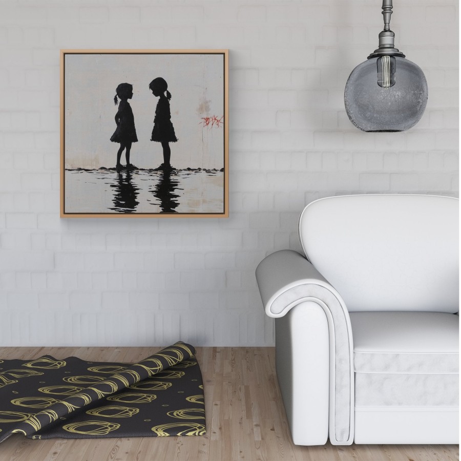 Click to view product details and reviews for Silhouettes In The Rain Framed Canvas 30 X 30 Black.