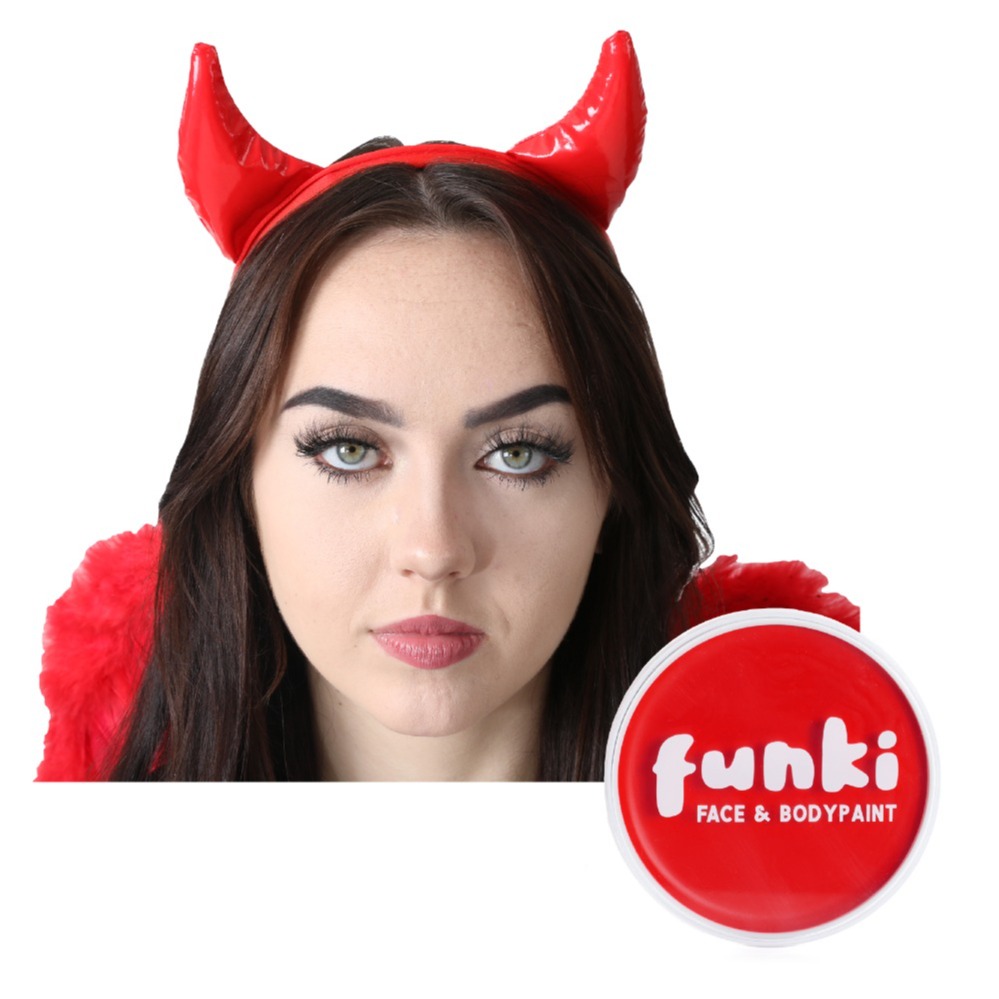 Devil Costume Set | 2 Pcs | Red Horns & Face Paint