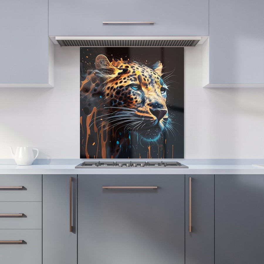 Click to view product details and reviews for Leapoard Face Splashart Dark Background Kitchen Splashback W900mm X H750mm.