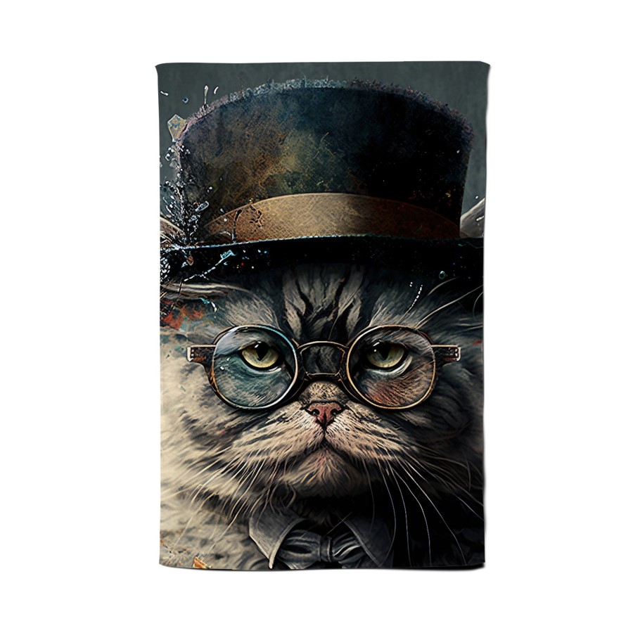 Click to view product details and reviews for Selkirk Rex Cat With Glasses Splashart Tea Towel.