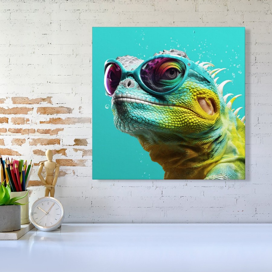 Click to view product details and reviews for Splashart Iguana Wearing Glasses Canvas Medium 16 X 16.