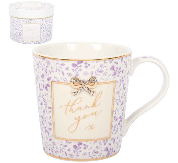 Click to view product details and reviews for Thank You Boxed Gift Mug With Diamante Bow.