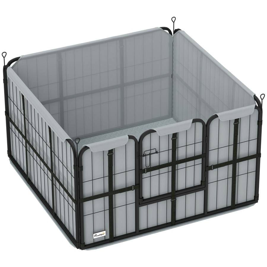 PawHut Dog Whelping Box w/ Washable Pee Pad, Windproof Cloth, Black