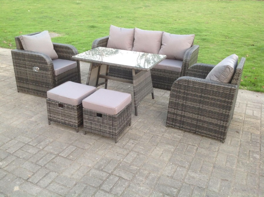 Click to view product details and reviews for Fimous Dark Grey Mix Pe Wicker Rattan Garden Furniture Set Sofa Set Reclining Adjustable Chair 7 Seater With Dining Table. Click to view product details and reviews for Fimous Dark Grey Mix Pe Wicker Rattan Garden Furniture Set Sofa Set Reclining Adjustable Chair 7 Seater With Dining Table.