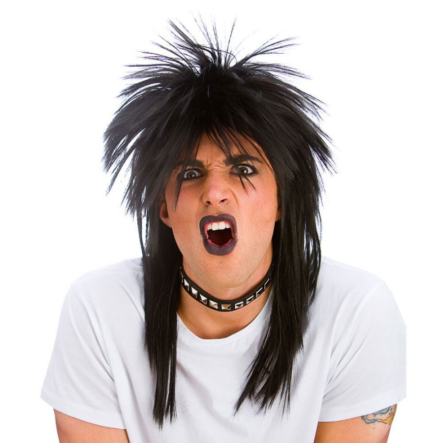Click to view product details and reviews for Unisex Black 80s Rocker Wig Instant Rockstar Fancy Dress Accessory For Men And Women.