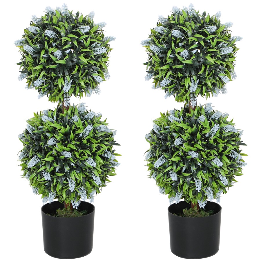 Click to view product details and reviews for Homcom Set Of 2 Decorative Artificial Plants Ball Trees With Lavender Flowers In Pot Fake Plants For Home Indoor Outdoor Decor 70cm Blue.