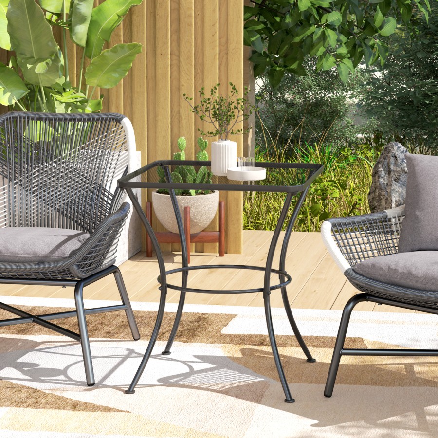 Click to view product details and reviews for Outsunny 60cm Square Garden Table Outdoor Metal Bistro Side Desk With Mesh Top Black.