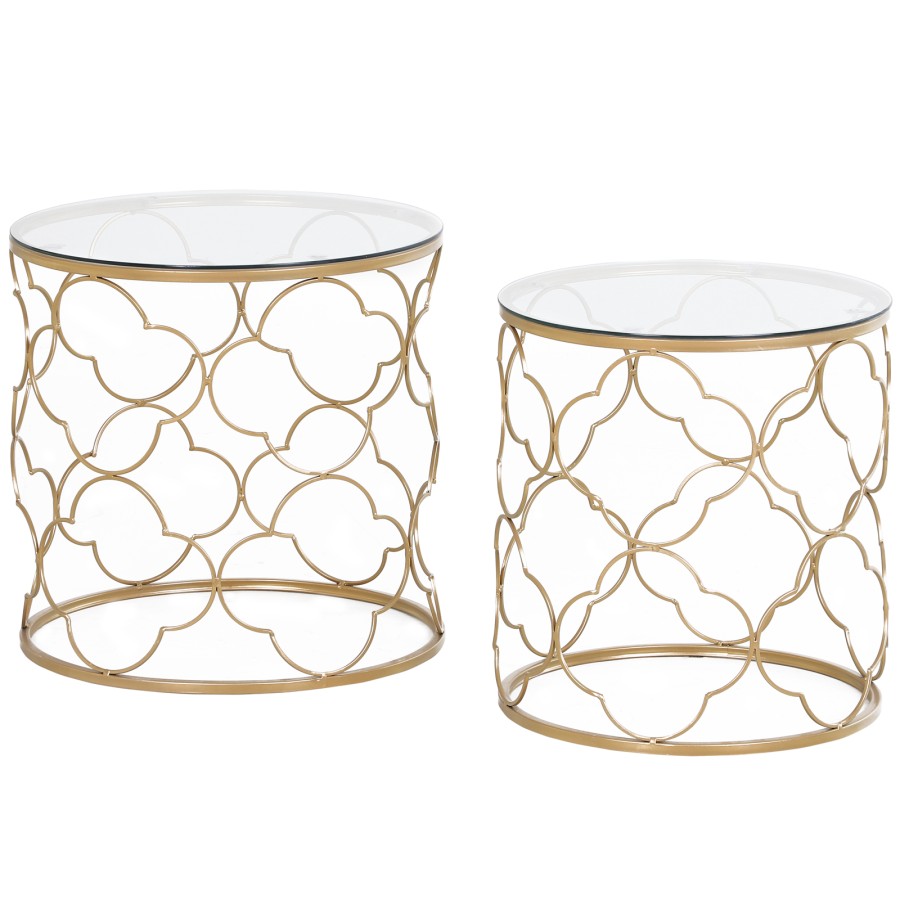 Click to view product details and reviews for Homcom Nesting Tables Set Of 2 Modern Stacking Side End Table With Tempered Glass Top Metal Frame For Living Room Bedroom Office Gold Tone.