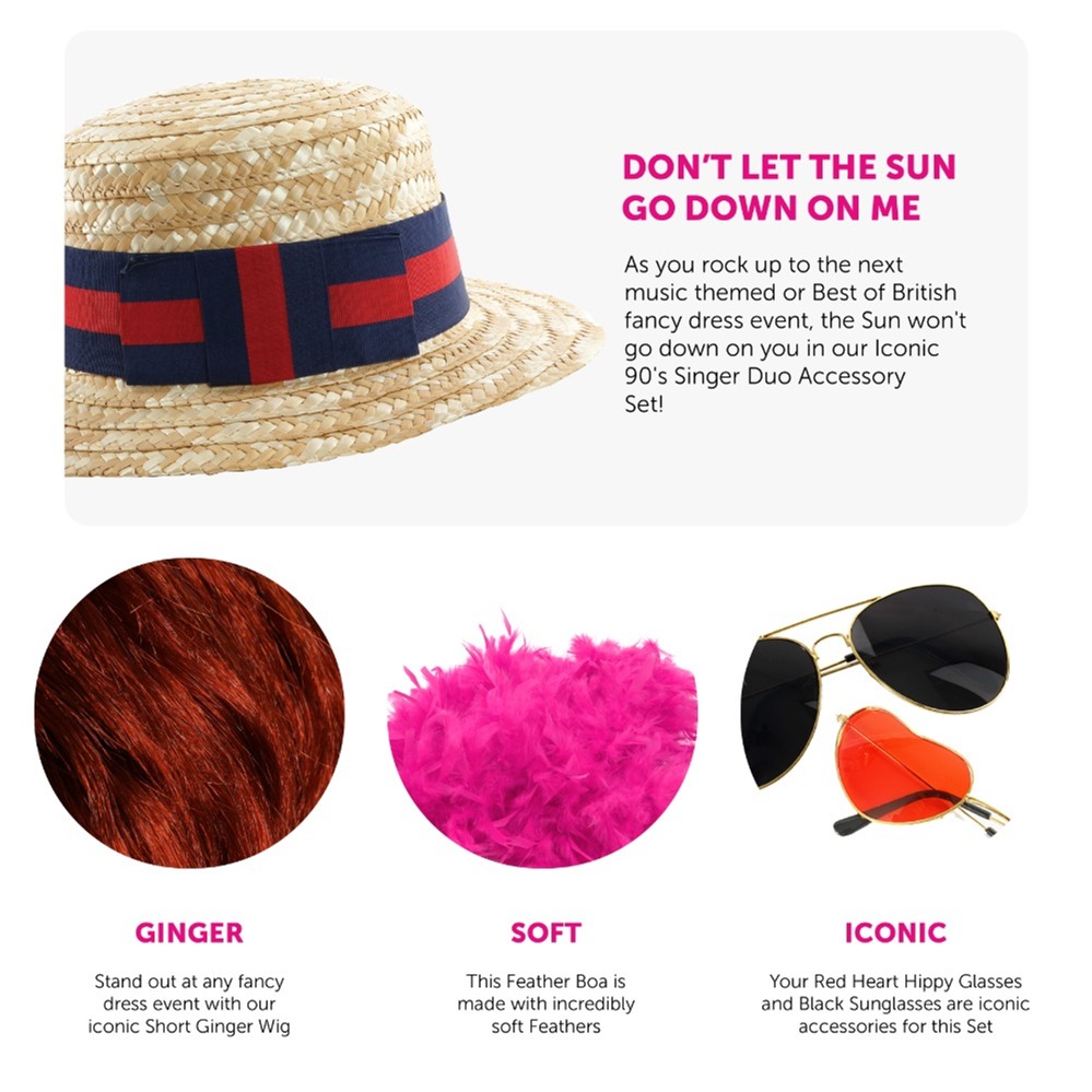Iconic 90's Singer Duo Accessory Set - Pink Boa
