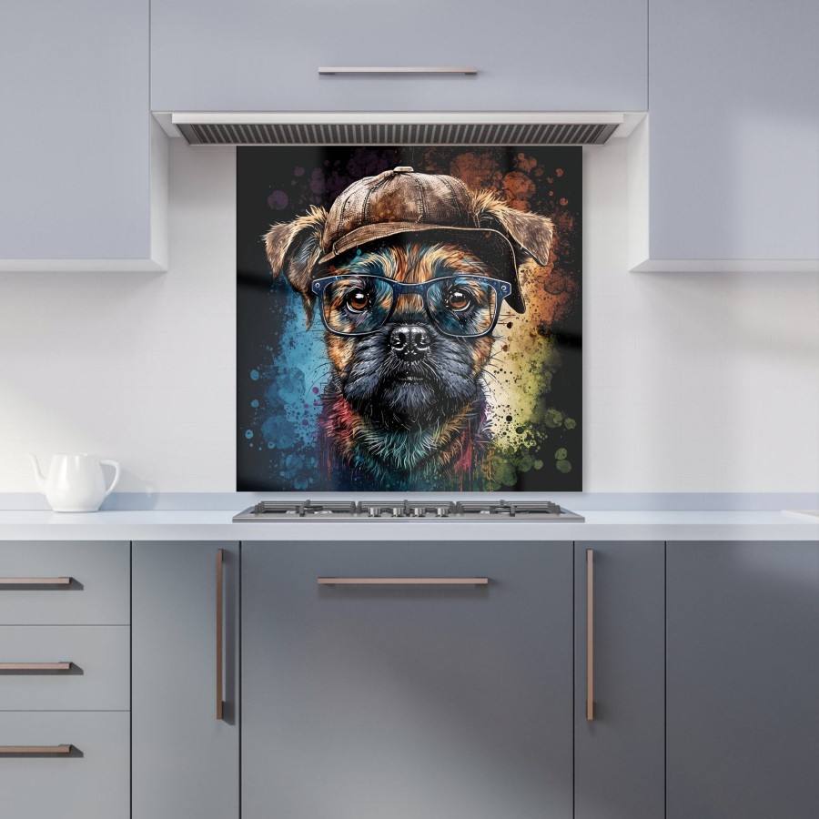 Click to view product details and reviews for Border Terrier Dog Face Splashart Kitchen Splashback W600mm X H600mm.