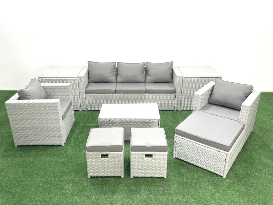 Click to view product details and reviews for Fimous Rattan Garden Outdoor Furniture Sofa Set With Rectangular Coffee Table 2 Chairs 3 Footstools 2 Side Tables Light Grey Mixed. Click to view product details and reviews for Fimous Rattan Garden Outdoor Furniture Sofa Set With Rectangular Coffee Table 2 Chairs 3 Footstools 2 Side Tables Light Grey Mixed.