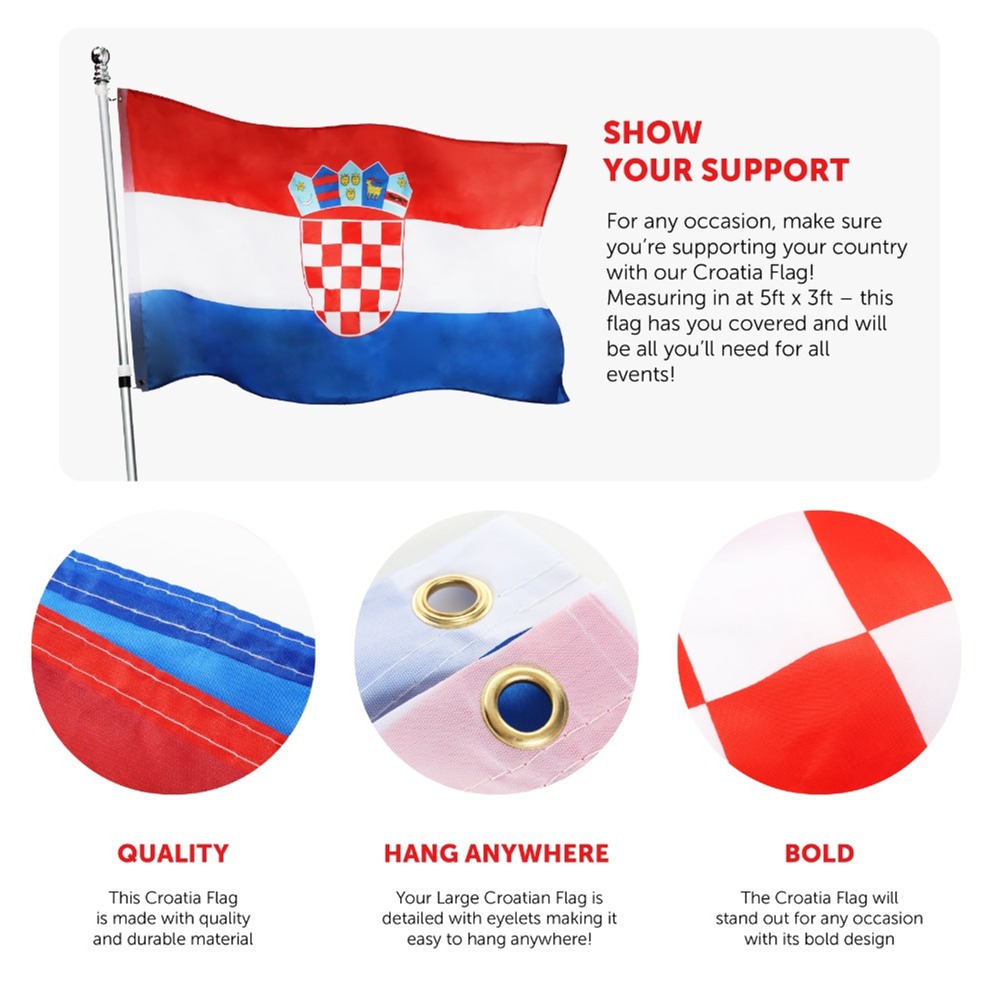 Large 5 x 3ft Croatia Flag