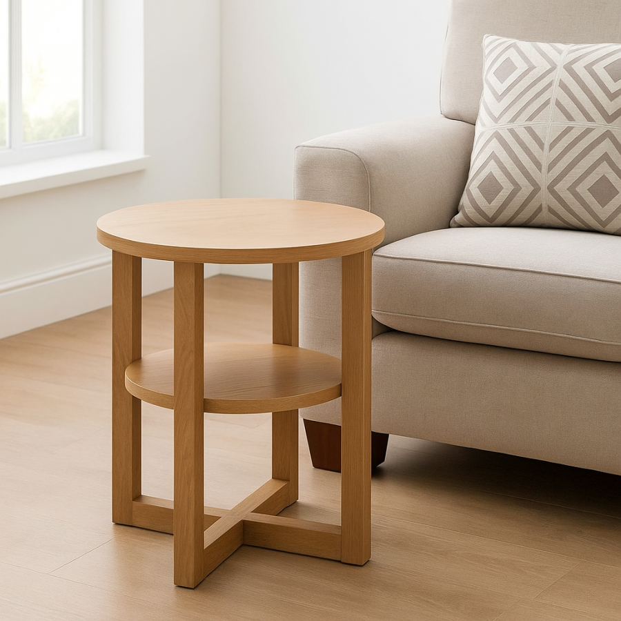 Click to view product details and reviews for Small Side Table With Shelf Round Coffee Table For Living Room Bedroom Or Hallway.