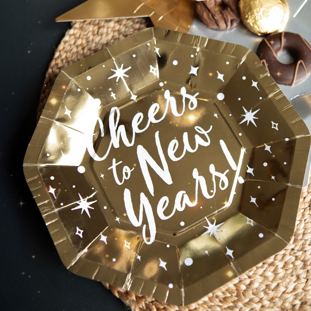 New Years Eve Golden Paper Plates