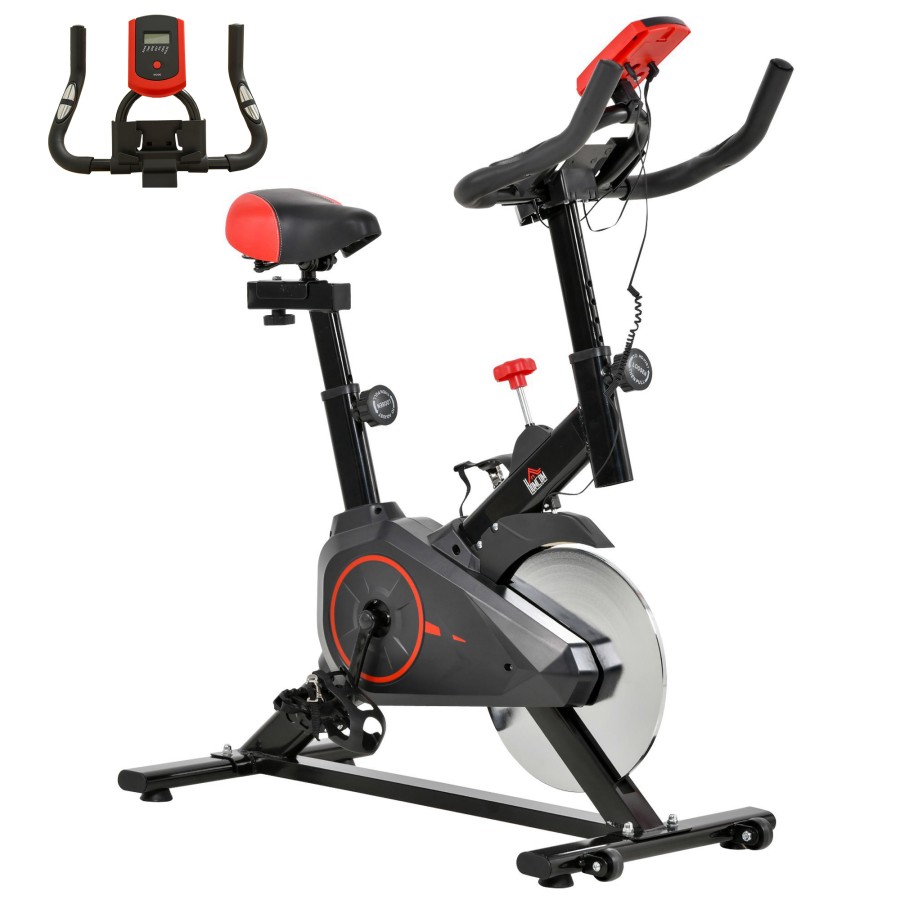 Click to view product details and reviews for Homcom Indoor Exercise Bike Stationary Bike Cycling Machine With Adjustable Seat Resistance Handlebar Lcd Display And Flywheel For Home Gym Work.