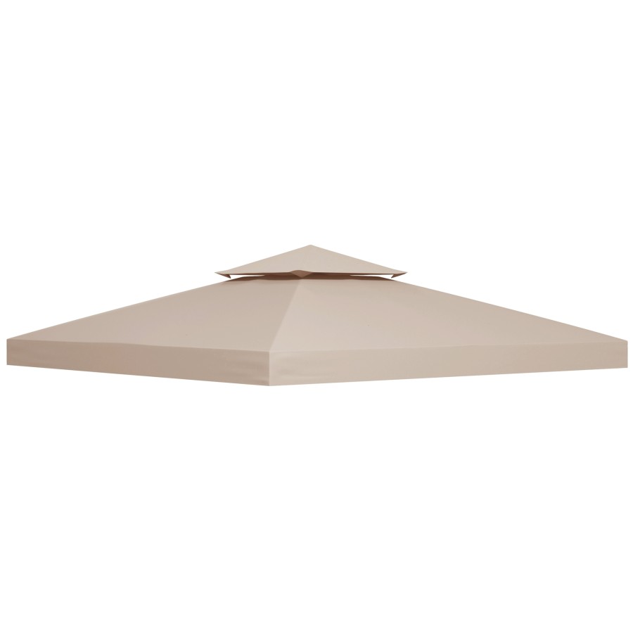 Outsunny 3(m) 2 Tier Garden Gazebo Top Cover Replacement Canopy Roof Deep Beige