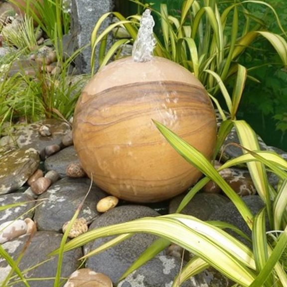 Rainbow Sandstone Drilled Sphere Garden Water Feature Diameter 40cm Blue