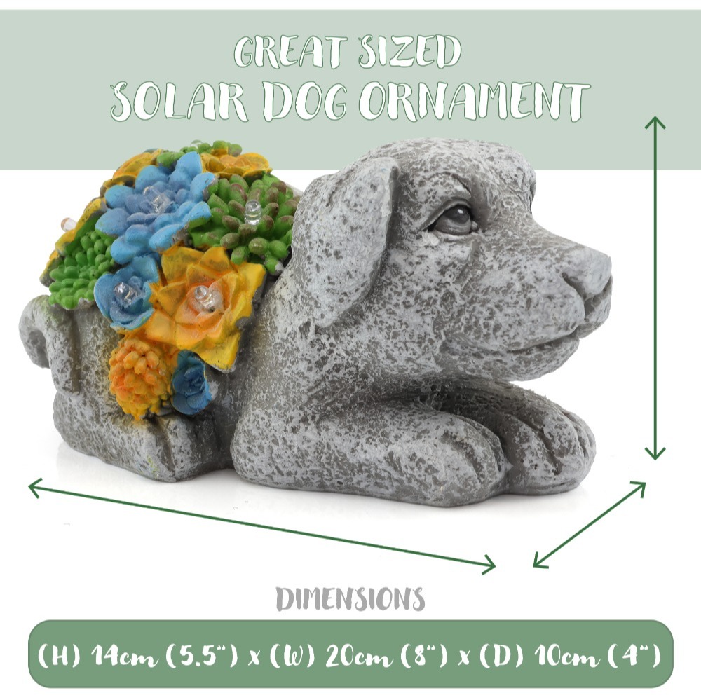 Solar Dog & Cat Statue Set (Dog: 10x14x20cm, Cat: 11.5x22x15cm)