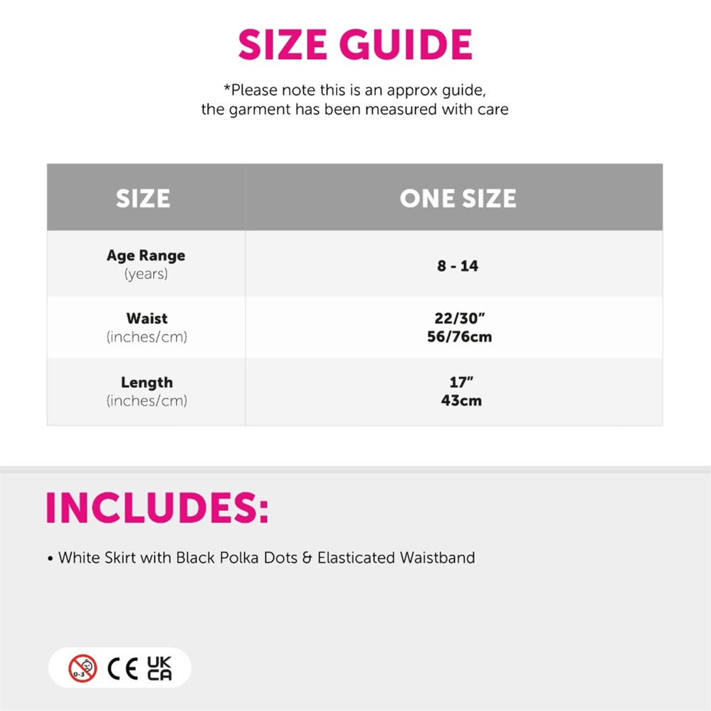 Childs Short Polka Dot Skirt - White/Black