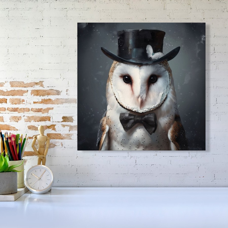 Click to view product details and reviews for Owl In A Top Hat Canvas Medium 16 X 16.