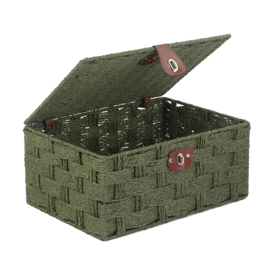 Click to view product details and reviews for Twisted Green Paper Rope Picnic Basket Small.