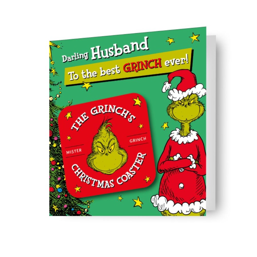 Click to view product details and reviews for The Grinch Husband Christmas Card With Detachable Coaster.