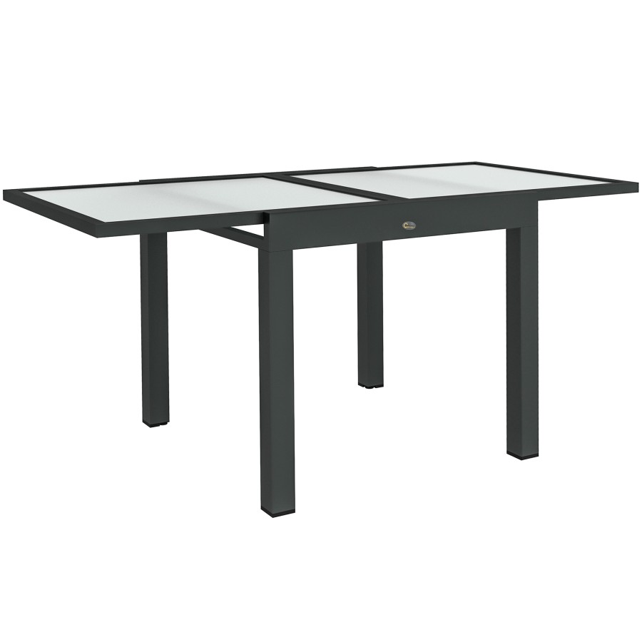 Click to view product details and reviews for Outsunny Extending Garden Table Outdoor Dining Table With Aluminium Frame And Tempered Glass Tabletop 80 160 X 80 X 75 Cm Black And Clear.