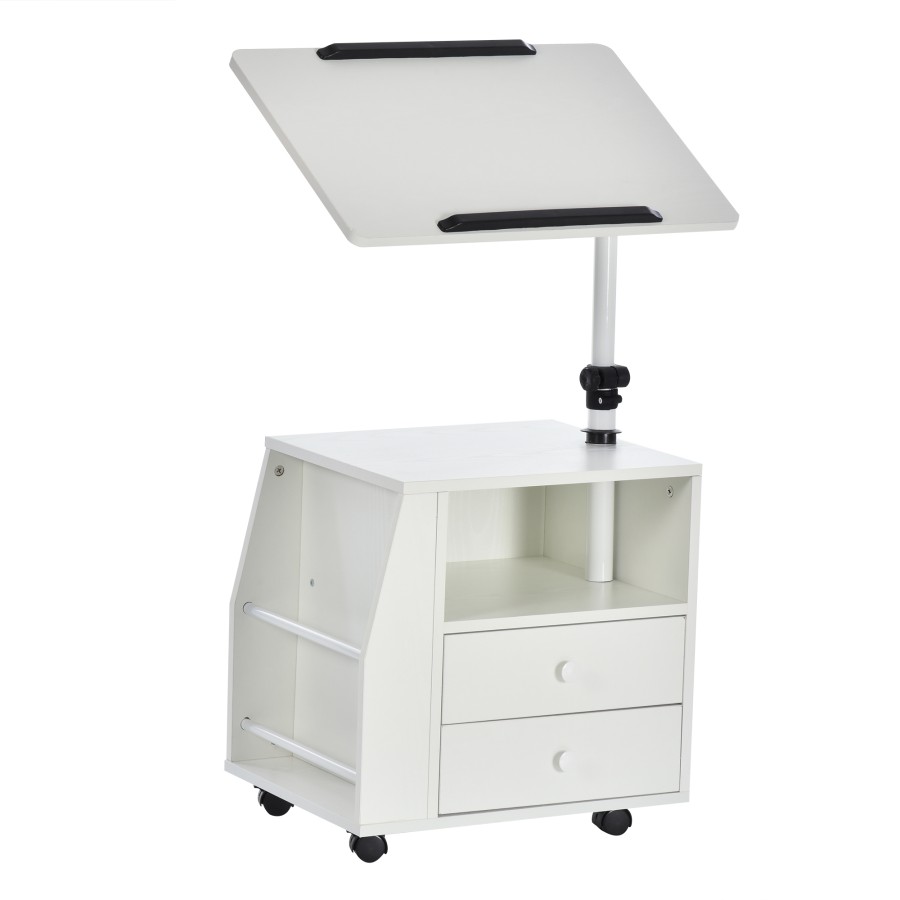 Click to view product details and reviews for Homcom End Table Nightstand 360° Adjustable Height And Angle P2 Particle Board.