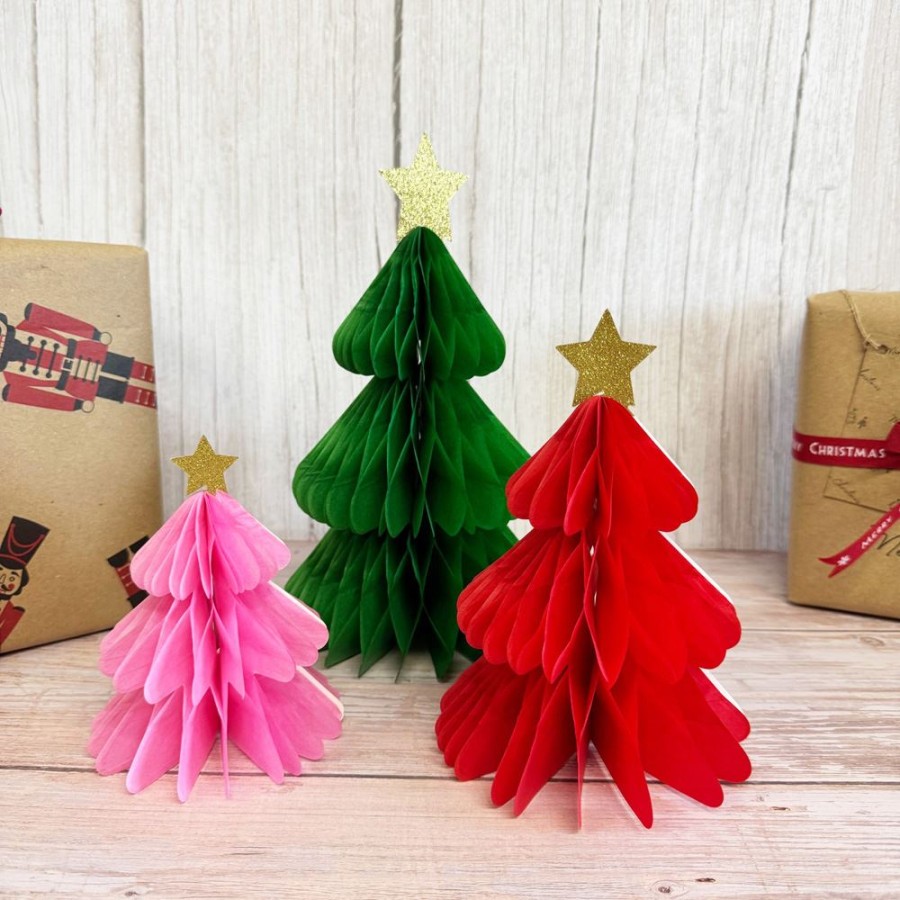 Click to view product details and reviews for Assorted Mini Christmas Honeycomb Trees Craft Decorations With Stars X 3.