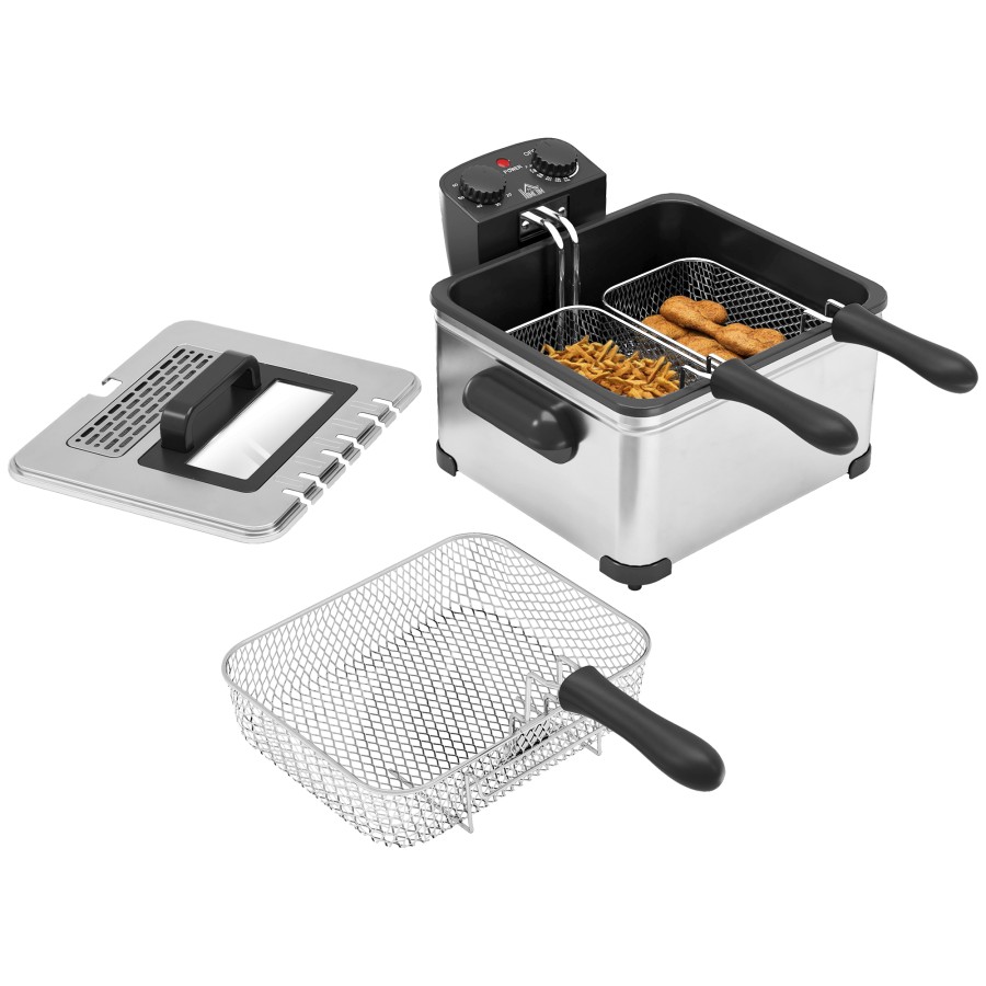 Click to view product details and reviews for Homcom 5 Litre Deep Fat Fryer With Adjustable Temperature Timer 2000w Stainless Steel Deep Fryer With Removable Oil Basket And Viewing Window For.