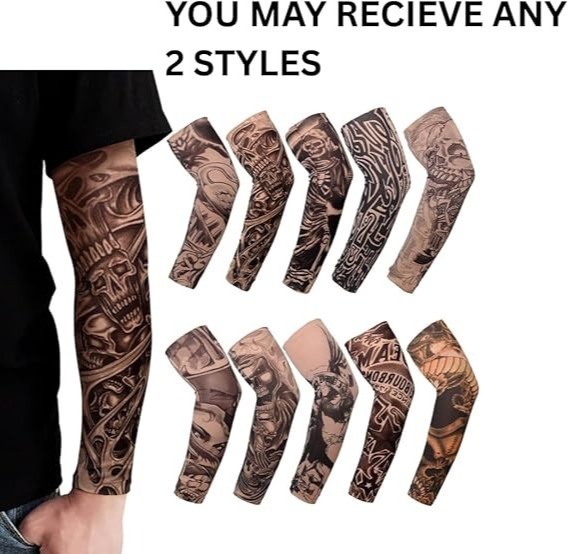 Ibiza Final Boss Costume Accessory Set | 5 Pcs | Wig, Chain, Aviator Sunglasses, Goatee & Tattoo Sleeves