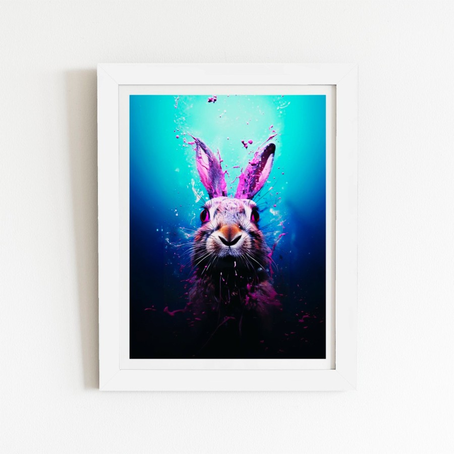Click to view product details and reviews for Rabbit Face Splashart Art Prints 12 X 16 Black Frame.