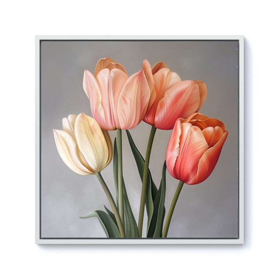 Click to view product details and reviews for Spring Tulips Framed Canvas 10 X 10 White.