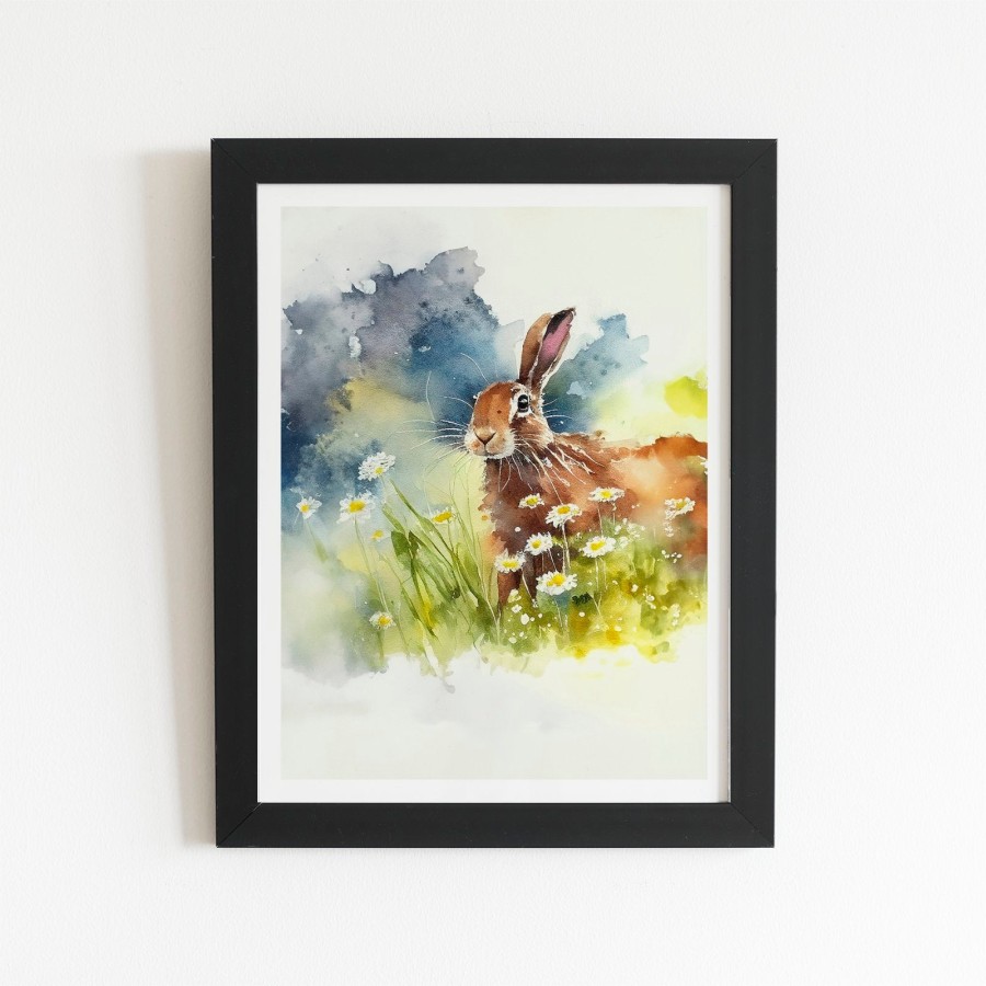 Click to view product details and reviews for Hare And Daisies Watercolour Art Prints 8 X 10 Black Frame.