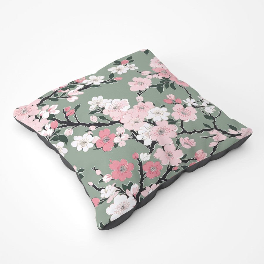Pink Floral Abstract Pattern Floor Cushion
