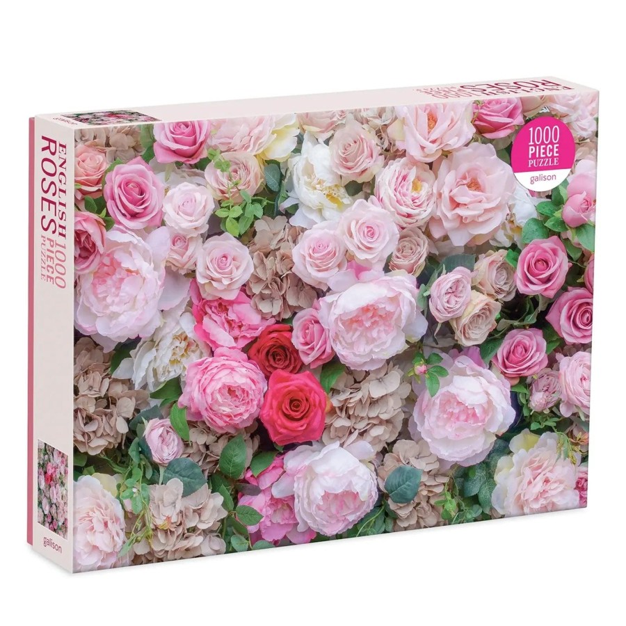 English Roses Jigsaw Puzzle Bright Pink Flowers Galison 1000 Pieces
